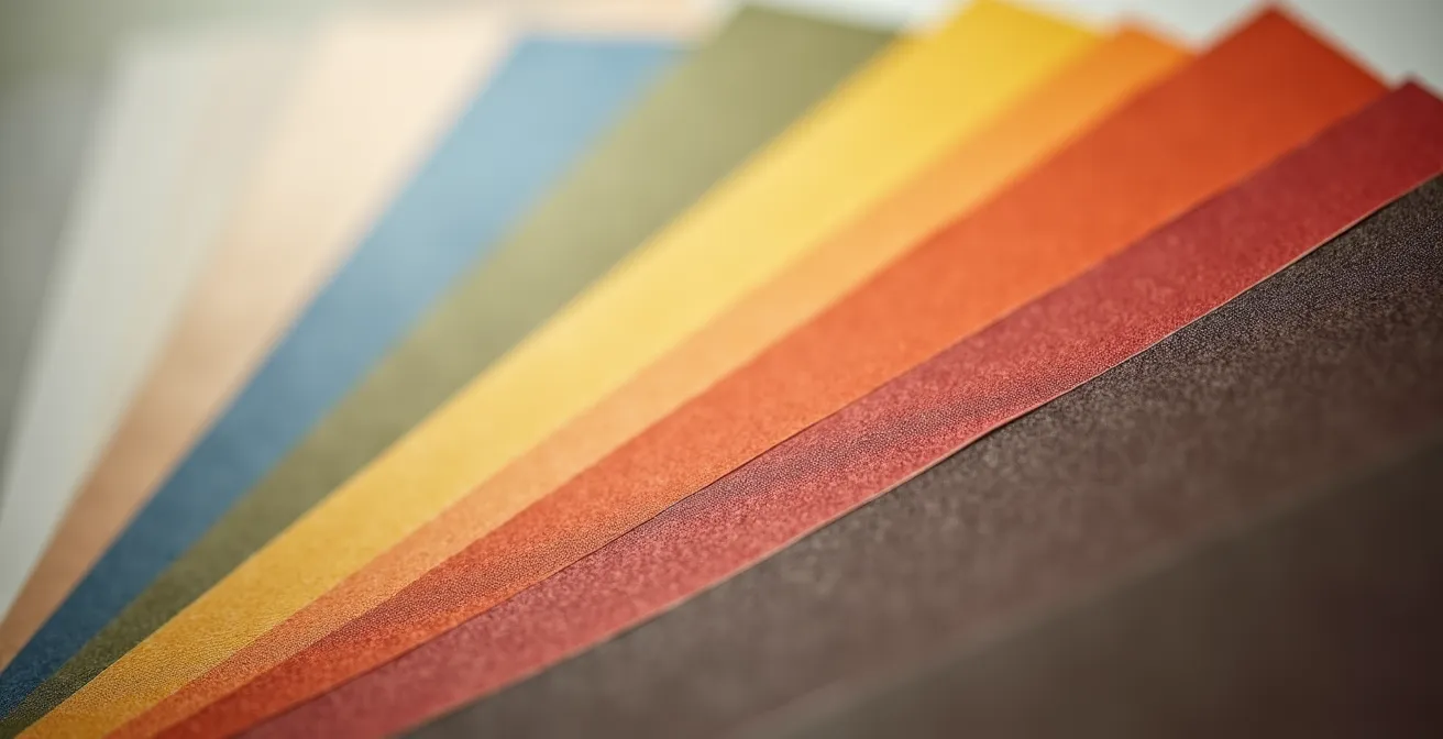 Palette de couleurs et échantillons de matériaux pour packaging cohérent